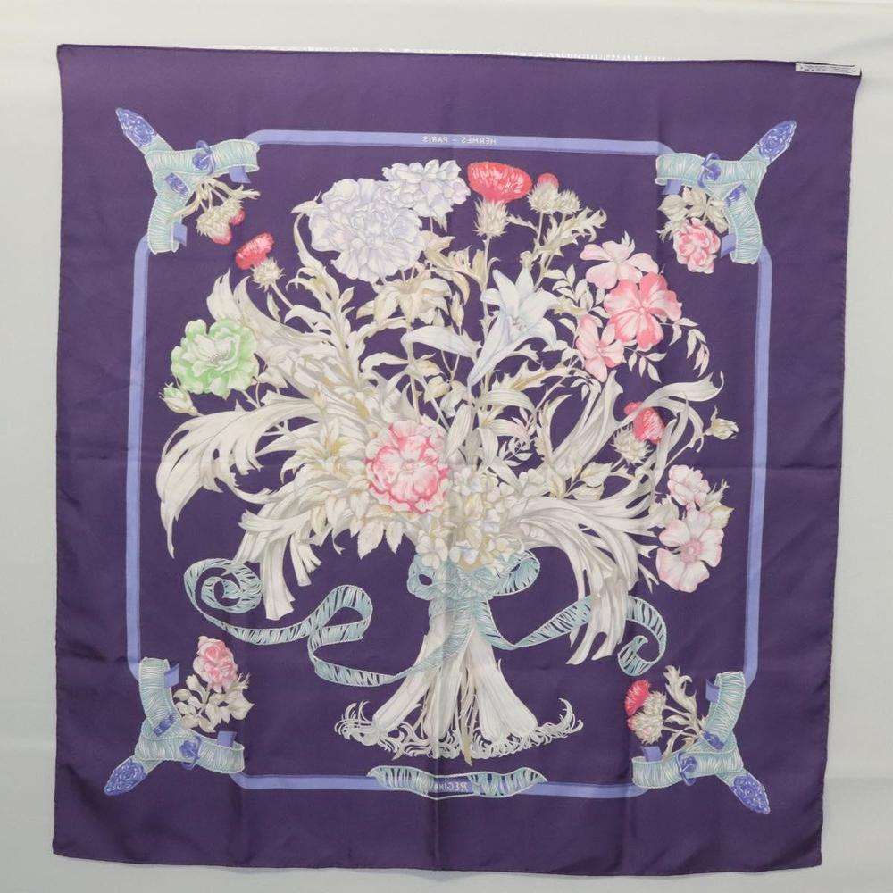 HERMES Carre 90 Scarf ""REGINA"" Silk Purple Auth bs24064 - Picture 11 of 15